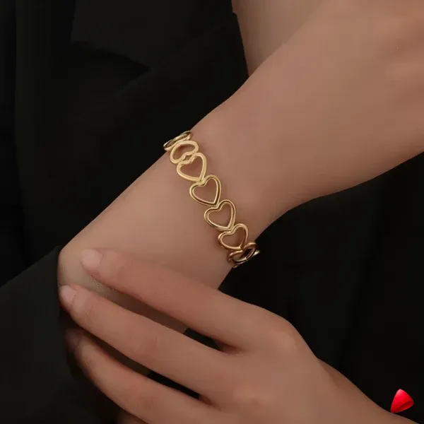 Bracelet Travesti Cuff Coeur Amour Ajustable Steel — galerie