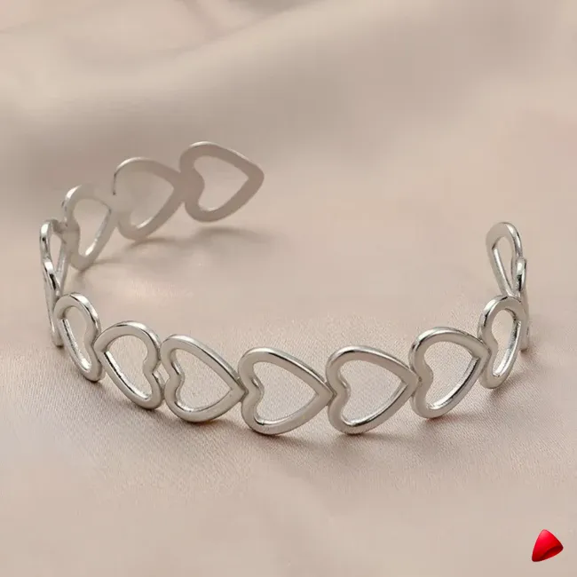 Bracelet Travesti Cuff Coeur Amour Ajustable Steel — galerie