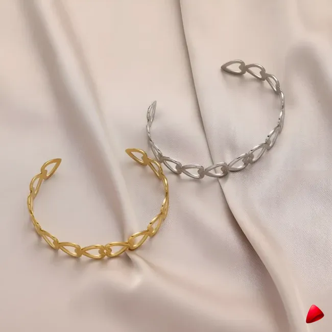 Bracelet Travesti Cuff Coeur Amour Ajustable Steel — galerie