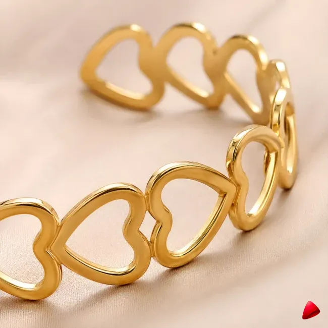 Bracelet Travesti Cuff Coeur Amour Ajustable Steel — galerie