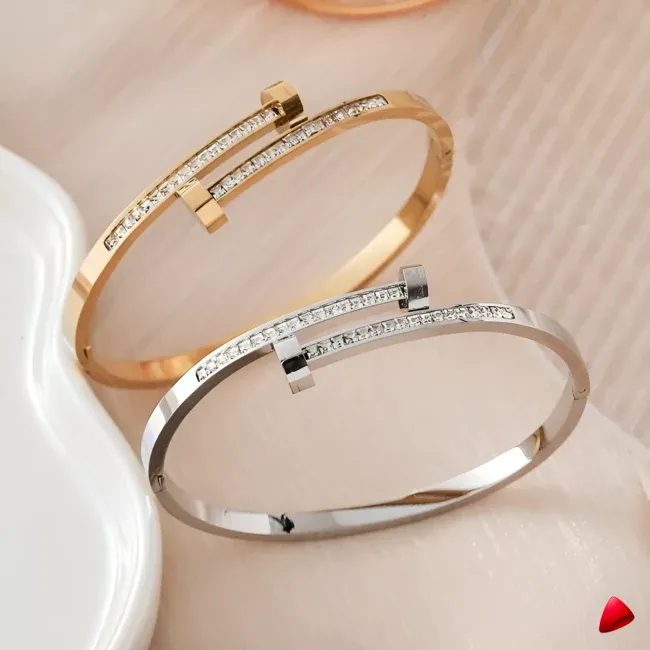 Bracelet Travesti Cuff Tete Ongle Strass Hexagonal — galerie