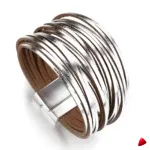 Bracelet Travesti Cuir Wrap Multicouches Magnetique Or — galerie