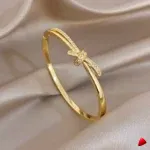 Bracelet Travesti Jonc Torsade Noeud Or Strass Plaque — galerie