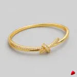 Bracelet Travesti Jonc Torsade Noeud Or Strass Plaque — image principale
