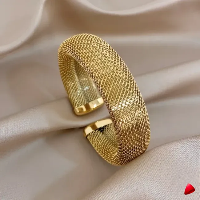 Bracelet Travesti Large Maille Creuse Chic Vintage — galerie