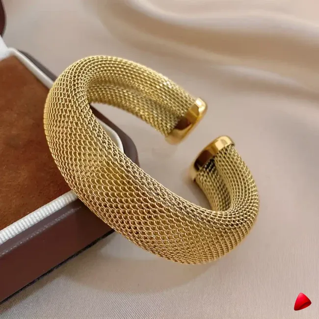Bracelet Travesti Large Maille Creuse Chic Vintage — galerie