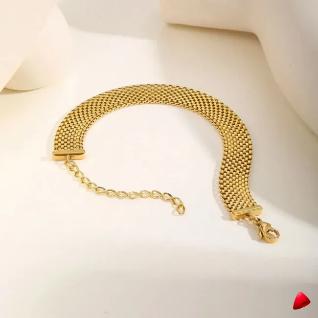 Bracelet Travesti Maillons Epais Or Impermeable Acier — galerie