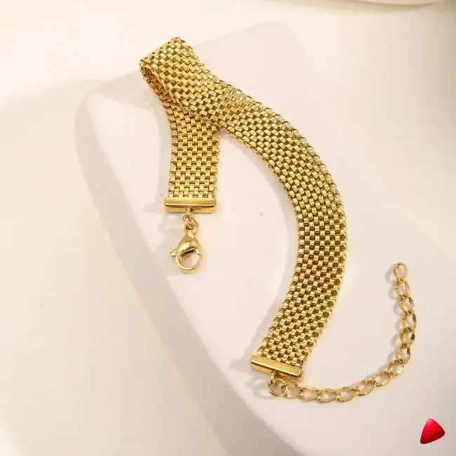 Bracelet Travesti Maillons Epais Or Impermeable Acier — galerie