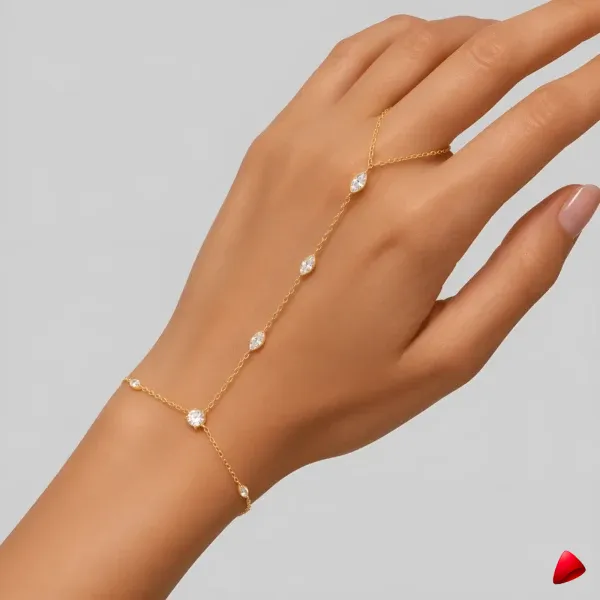 Bracelet Travesti Main Doigt Chaine Argent 925 Zircon — galerie