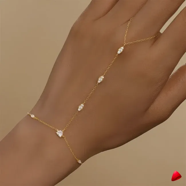 Bracelet Travesti Main Doigt Chaine Argent 925 Zircon — galerie