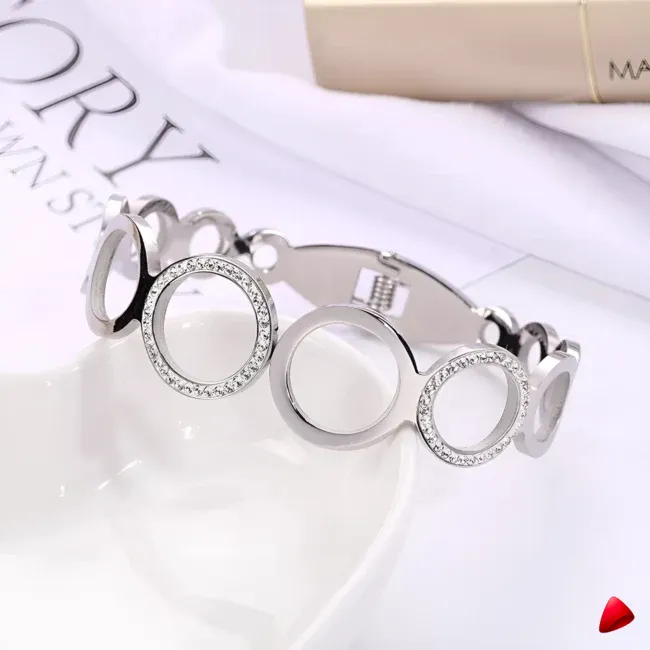 Bracelet Travesti Rond Acier Zircon Cercle Creux Chic — galerie