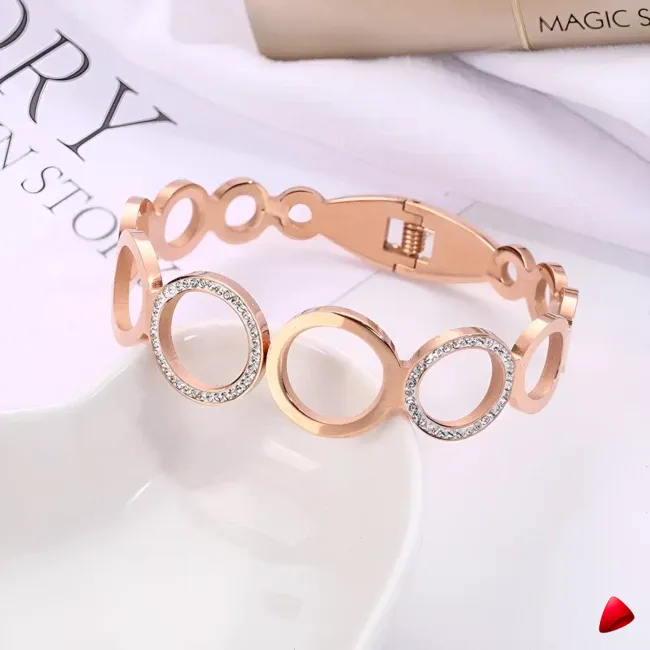 Bracelet Travesti Rond Acier Zircon Cercle Creux Chic — galerie