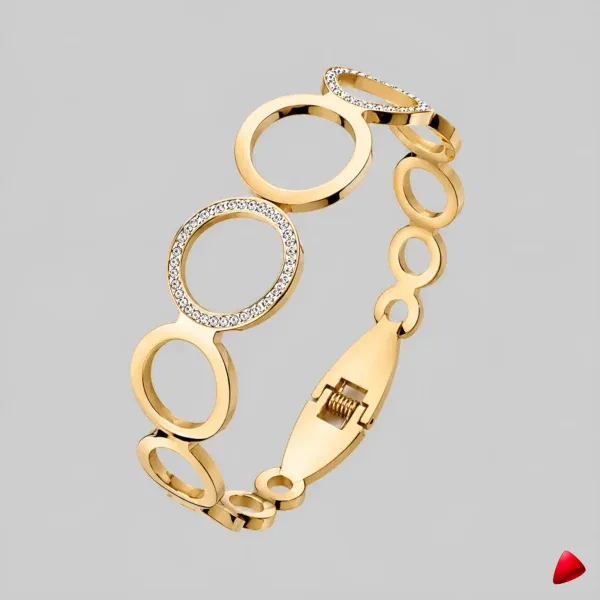 Bracelet Travesti Rond Acier Zircon Cercle Creux Chic — image principale