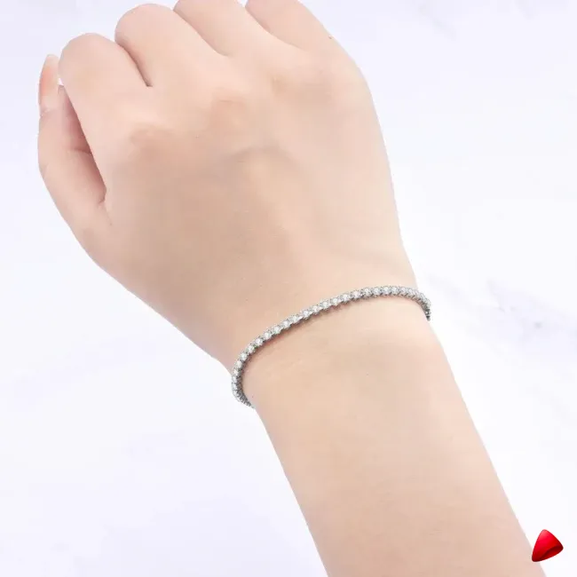 Bracelet Travesti Tennis Zircon Argent Sterling Chic — galerie