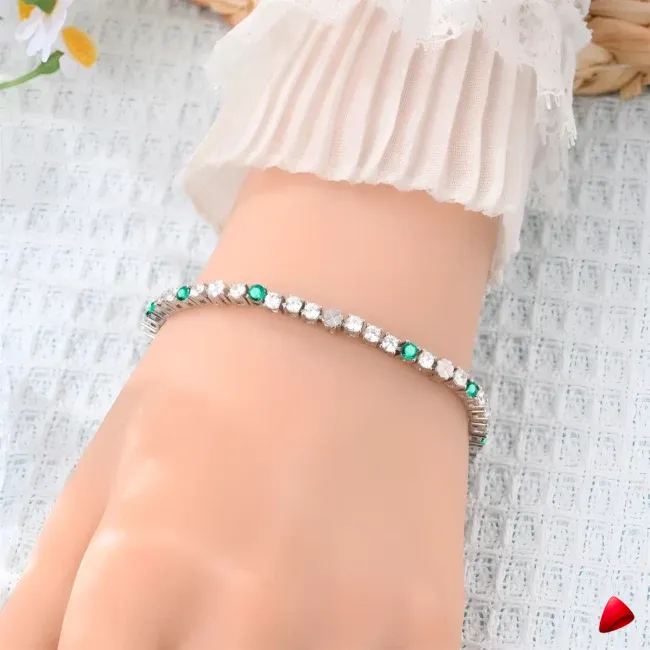 Bracelet Travesti Tennis Zircon Argent Sterling Chic — galerie