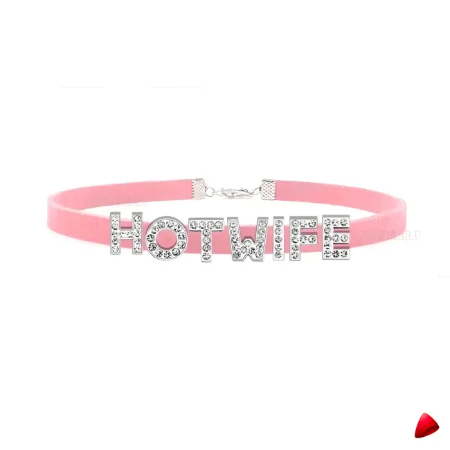 Collier Travesti Chocker Lettres Strass Hotwife Personnalise — galerie