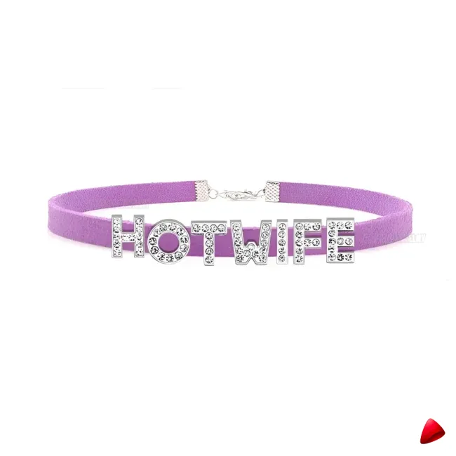Collier Travesti Chocker Lettres Strass Hotwife Personnalise — galerie
