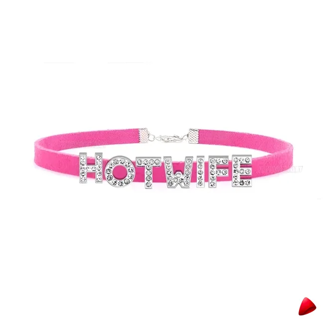 Collier Travesti Chocker Lettres Strass Hotwife Personnalise — galerie
