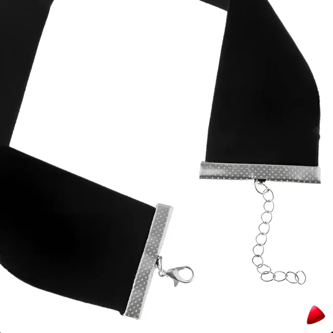 Collier Travesti Chocker Velours Noir Simple Punk Goth — galerie