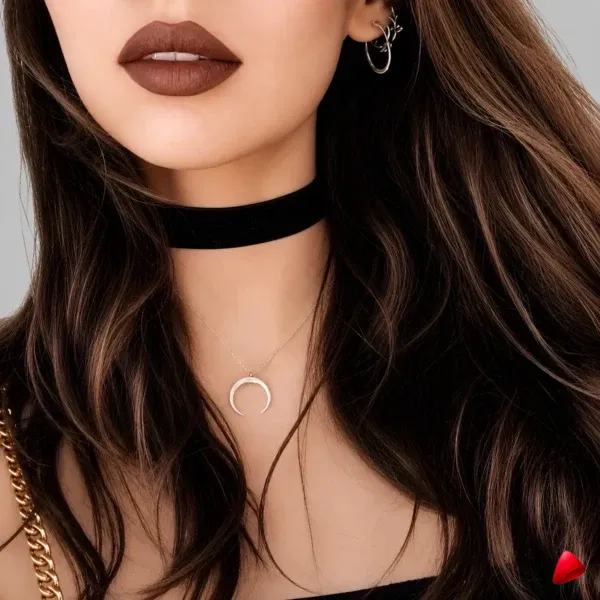 Collier Travesti Chocker Velours Noir Simple Punk Goth — image principale