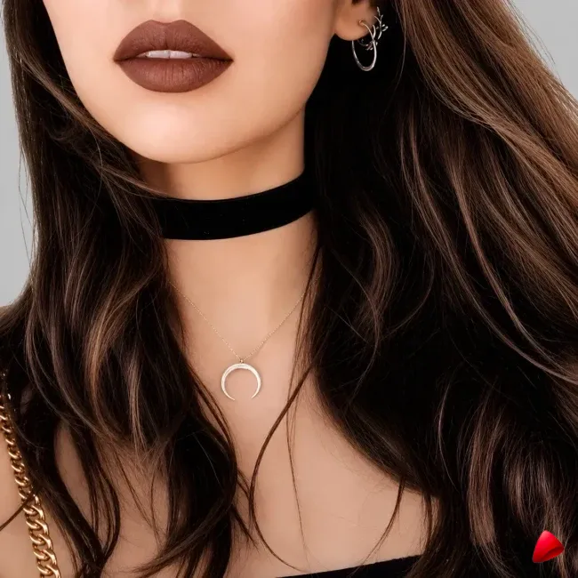 Collier Travesti Chocker Velours Noir Simple Punk Goth — image principale