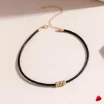 Collier Travesti Corde Noir Perles Dorees Chocker Kpop — galerie
