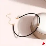 Collier Travesti Corde Noir Perles Dorees Chocker Kpop — galerie