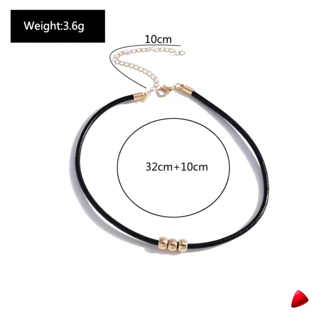 Collier Travesti Corde Noir Perles Dorees Chocker Kpop — galerie