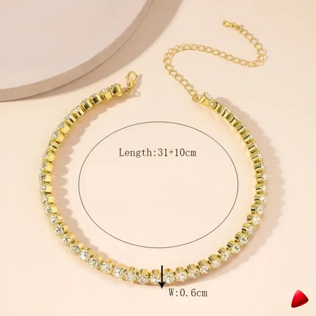 Collier Travesti Cristal Choker Court Grande Pierre Mariage — galerie