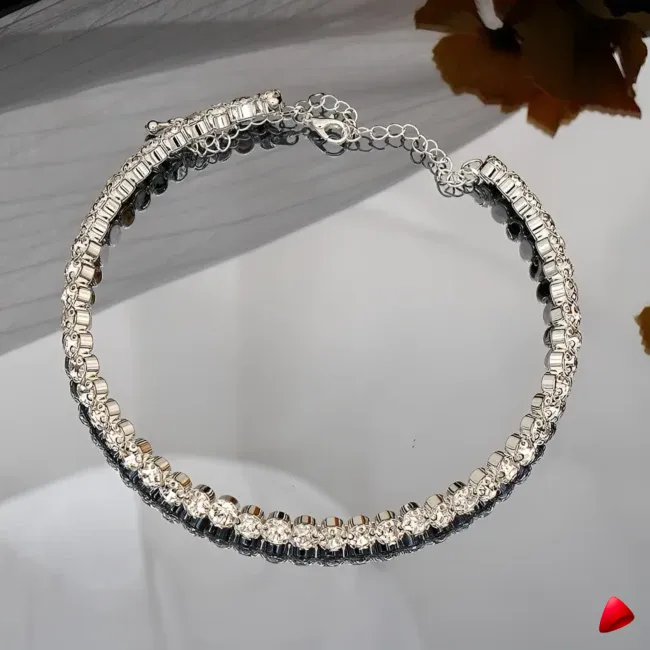 Collier Travesti Cristal Choker Court Grande Pierre Mariage — image principale