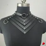 Collier Travesti Cuir Bondage Choker Harajuku Rivets — galerie