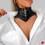 Collier Travesti Cuir Bondage Choker Harajuku Rivets — image principale
