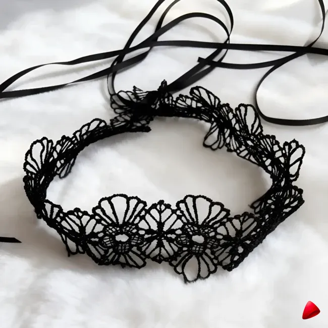 Collier Travesti Ras du Cou Dentelle Noeud Doux Gothique — galerie