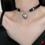 Collier Travesti Punk Rebelle Coeur Cuir Grunge Vintage — galerie