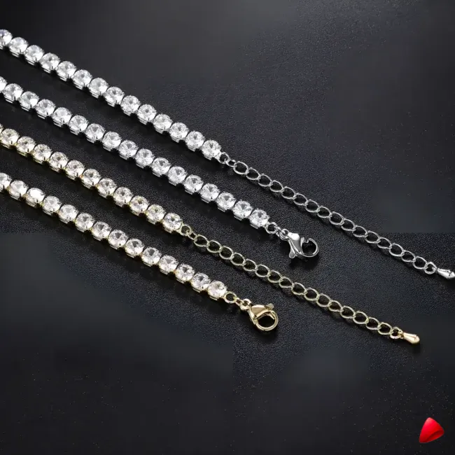 Collier Travesti Chaine Tennis Glace Zircon Cristal — galerie