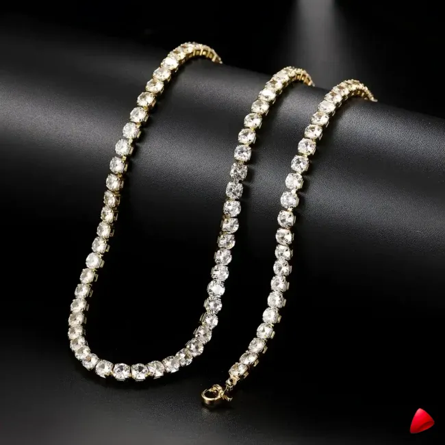 Collier Travesti Chaine Tennis Glace Zircon Cristal — galerie
