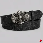 Ceinture Travesti Cuir Vintage Boucle Croix, image principale
