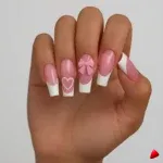 Faux Ongles Travesti French Blanc Nœuds 3D, image principale