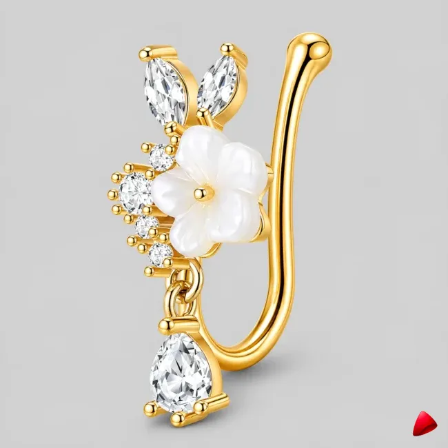 Faux Piercing Nez Travesti Septum Zircon Anneau Boucle Cerceau, image principale