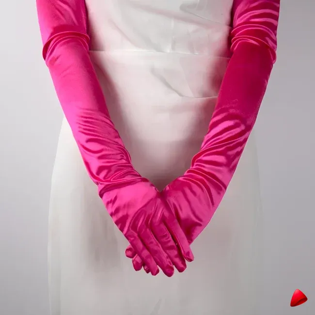 Gants Travesti Fuchsia Satin Long, vue galerie