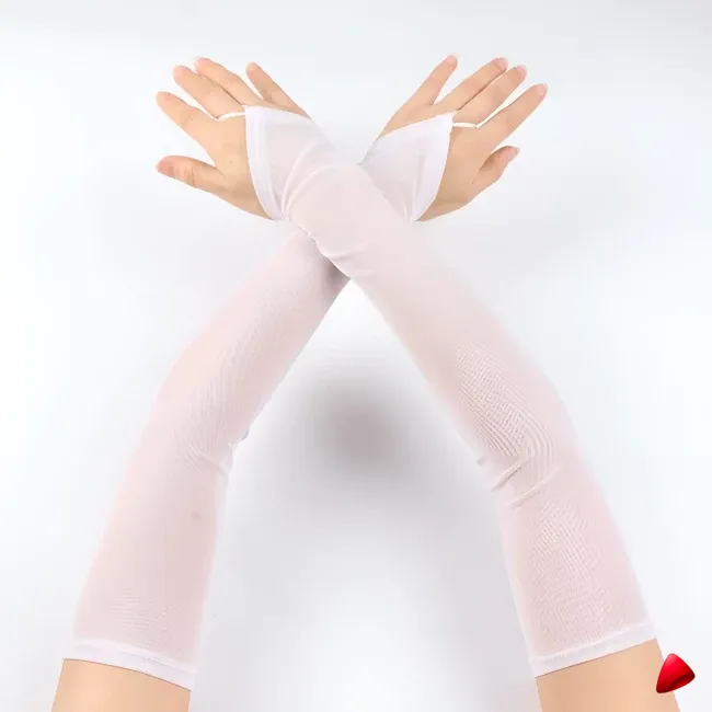 Gants Travesti Manchettes Voile Sans Doigts, vue galerie