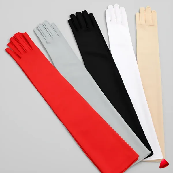 Gants Travesti Satin Longs Unis, image principale