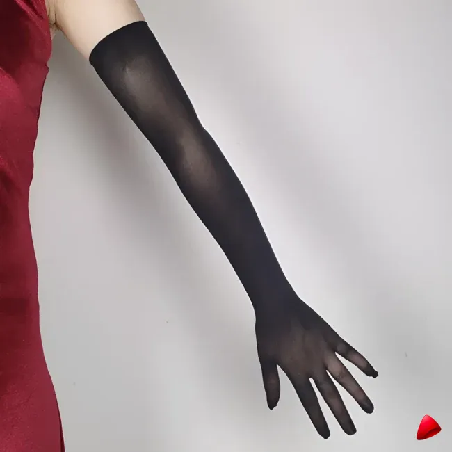 Gants Travesti Voile Long Noir, vue galerie