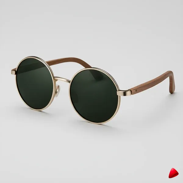 Lunettes de Soleil Travesti Rondes Bois Vertes, image principale