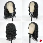 Perruque Lace Front Travesti Carré Ondulé Noir, vue galerie