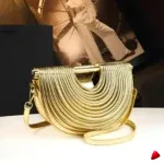 Sac Travesti Demi-Lune Tressé Métallisé, vue galerie
