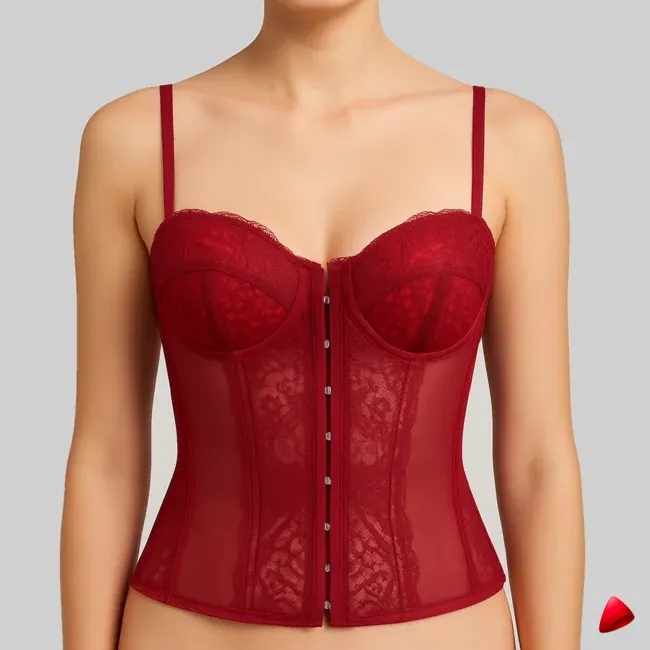 Corset Travesti Résille Bretelles Fines, image principale